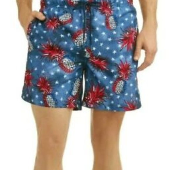 George Red White and Blue Pineapple Swim Trunks, 2XL - Picture 6 of 6